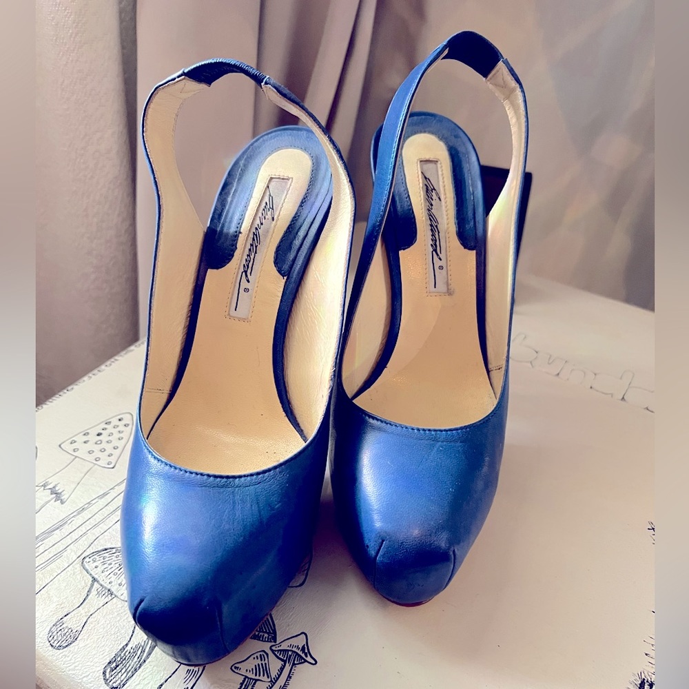 Brian Atwood Blue Leather Pumps